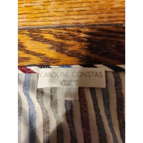 Caroline Constas Olympia Pocket multi color striped Top sz Small - Picture 3 of 5